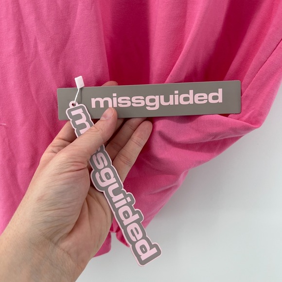 Missguided Women XS Embroidered Logo Oversize Short Sleeve T-Shirt‎ Pink NWT - Picture 4 of 7